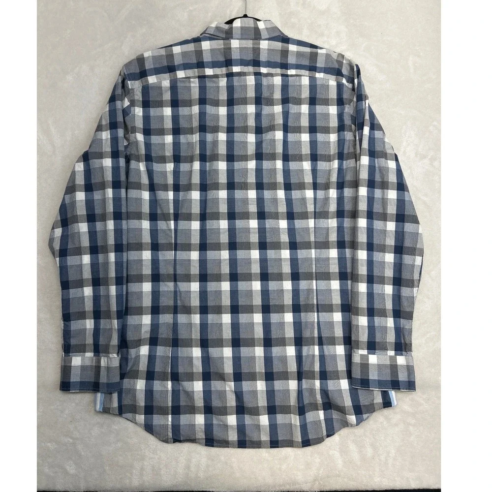 Banana Republic Button Down Shirt Mens XL Blue Plaid Grant Fit Supima Cotton